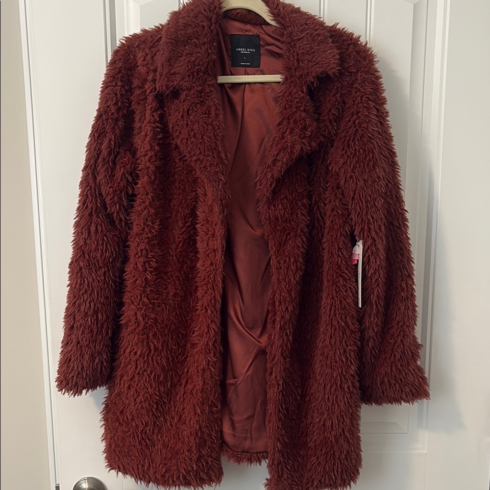Angel Kiss Brown Teddy Jacket Plush Oversized Design
